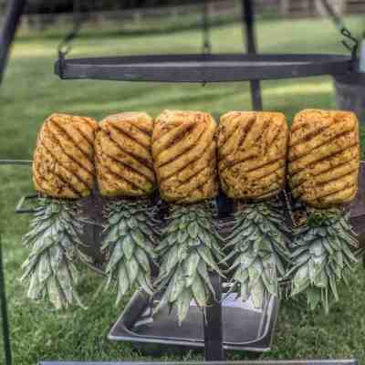 Rum Glazed Pineapple cooked over fire