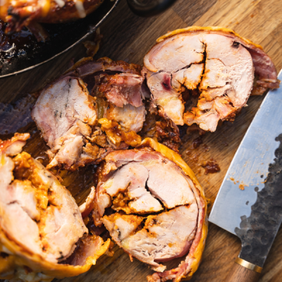 Hunter's Pheasant, cooking pheasant over the fire, Big Green Egg recipe