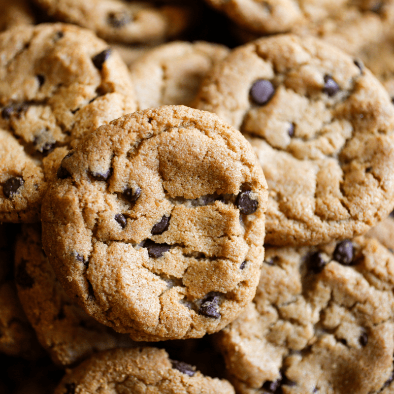 Sweet chestnut tahini cookies with dark chocolate and ground common hogweed seeds