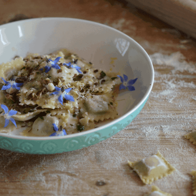 BORAGE & COBNUT RAVIOLI