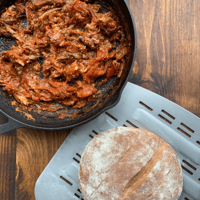 Pizza Oven Moroccan Khobz Bread with Zaalouk