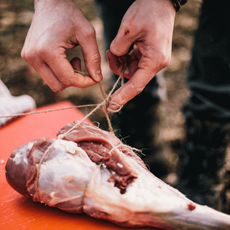 Wild Venison Haunch, cooked over fire.