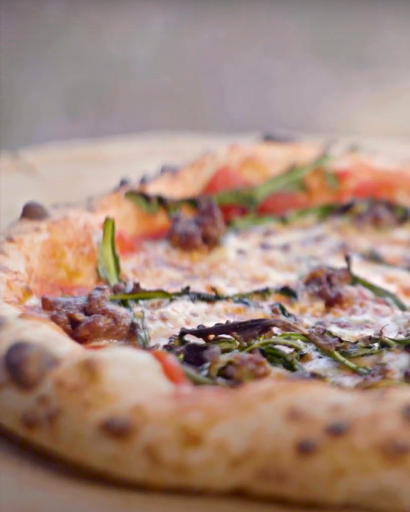 Wild Venison and Dandelion Pizza cooked on the Gozney Roccbox